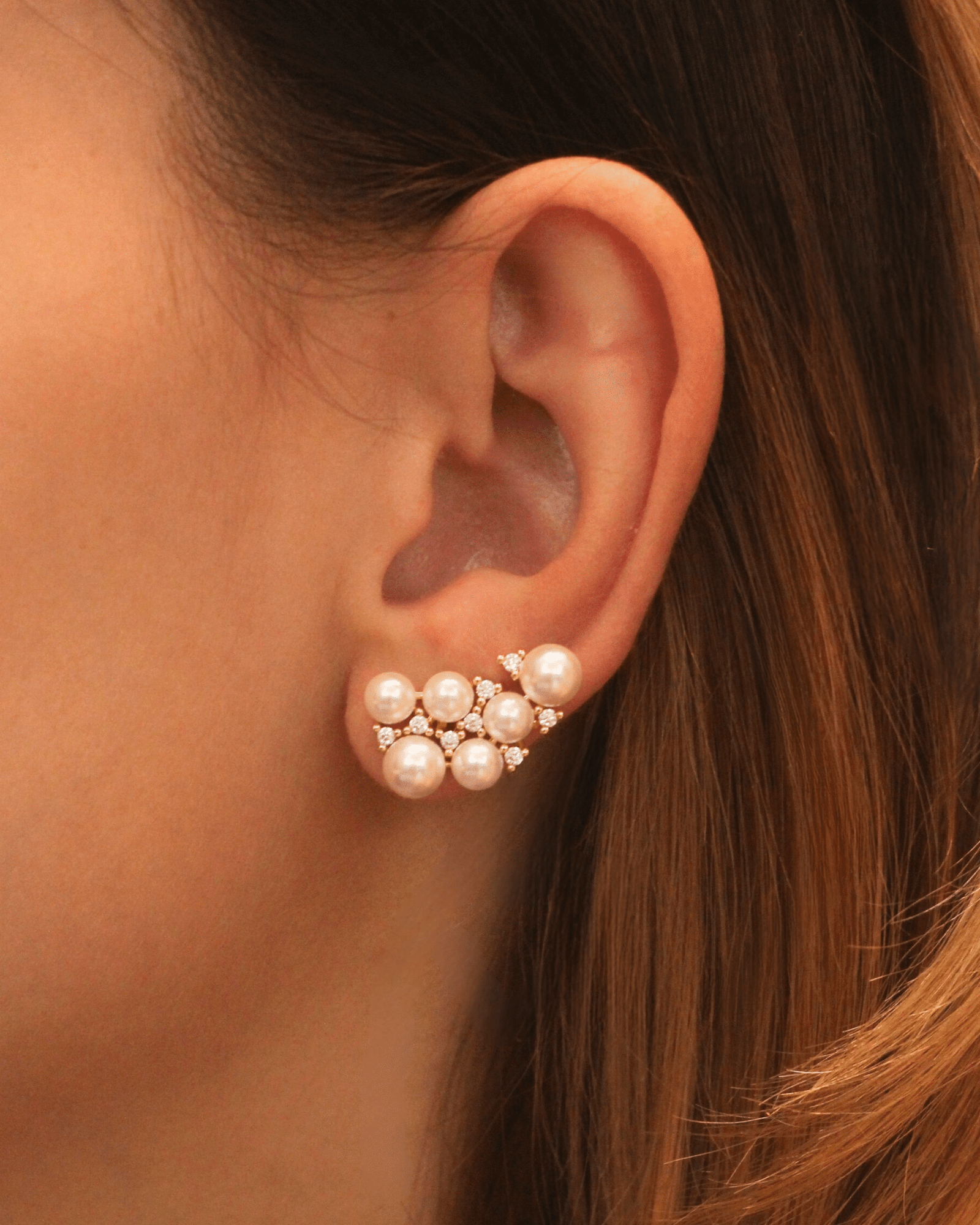 Brinco Ear Cuff Cascata Pérola | Ouro