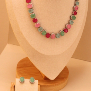 Conjunto Oval Pedras Coloridas