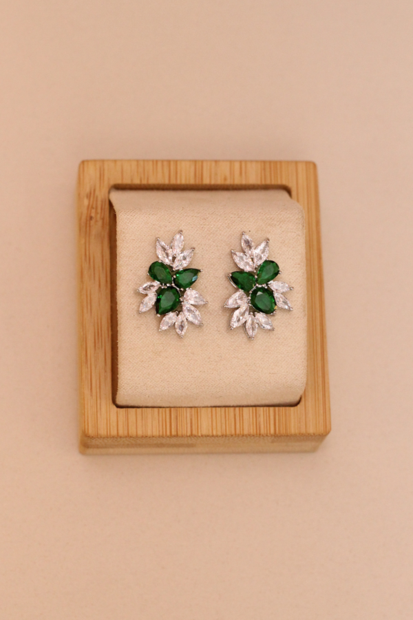 Ear Cuff Verde Esmeralda e Incolor