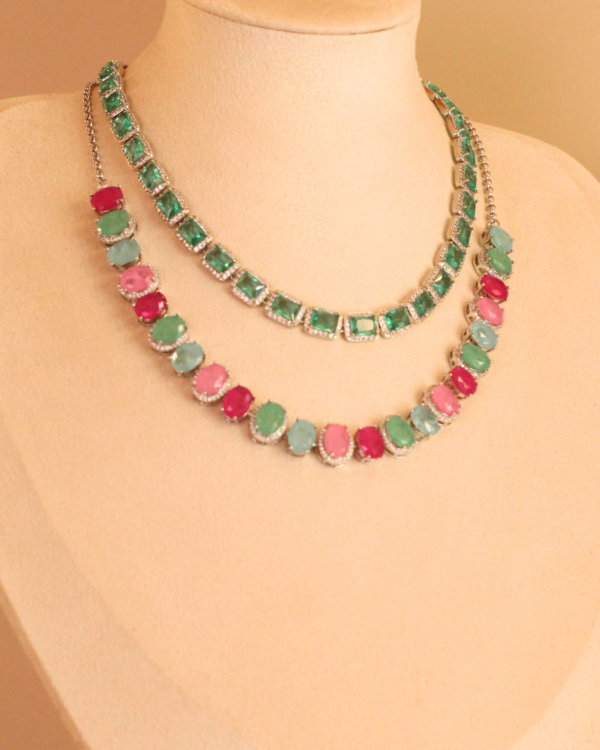 Conjunto Oval Pedras Coloridas - Imagem 2