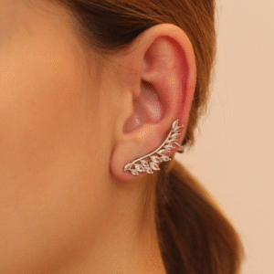 Brinco Ear Cuff Folhas | Ródio