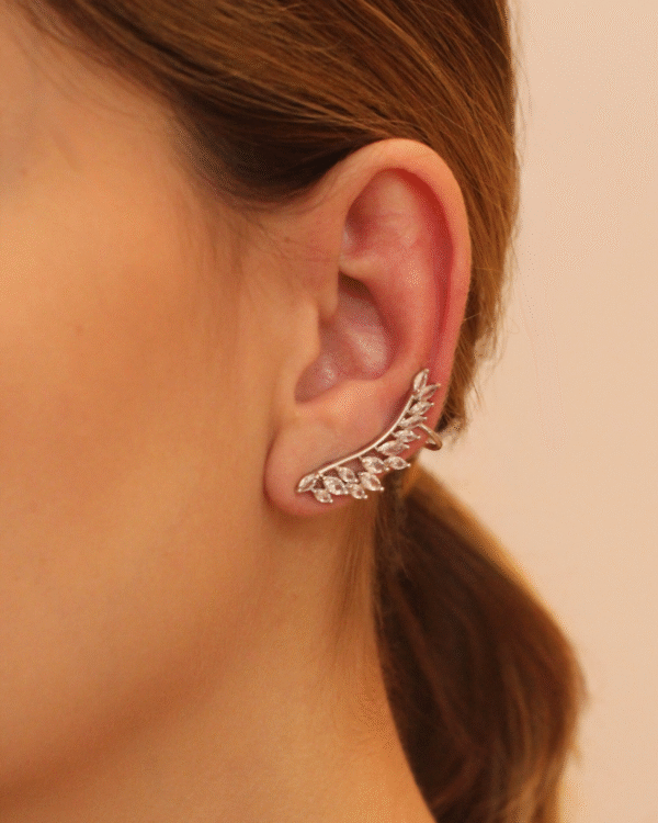 Brinco Ear Cuff Folhas | Ródio