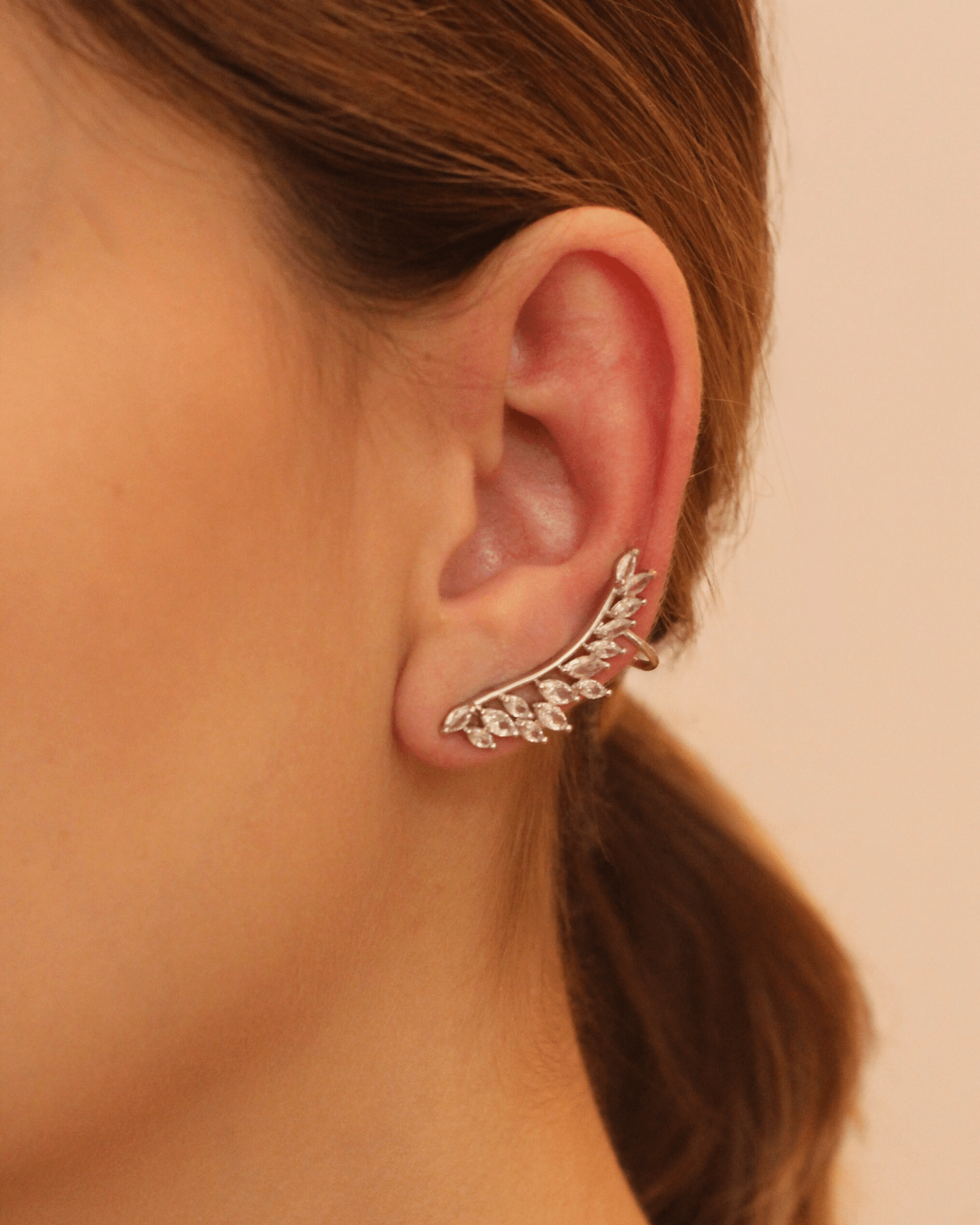 Brinco Ear Cuff Folhas | Ródio