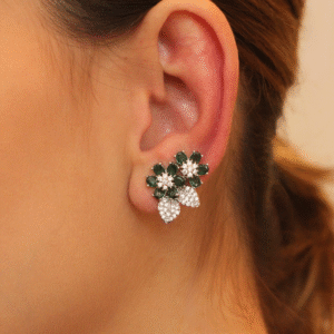Brinco Ear Cuff Floral Verde