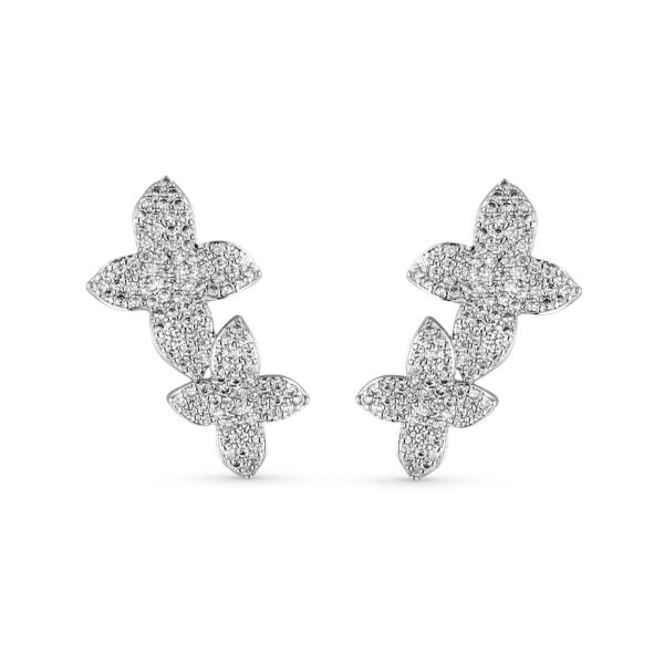 Brinco Ear Cuff Duo Flowers | Ródio - Imagem 3